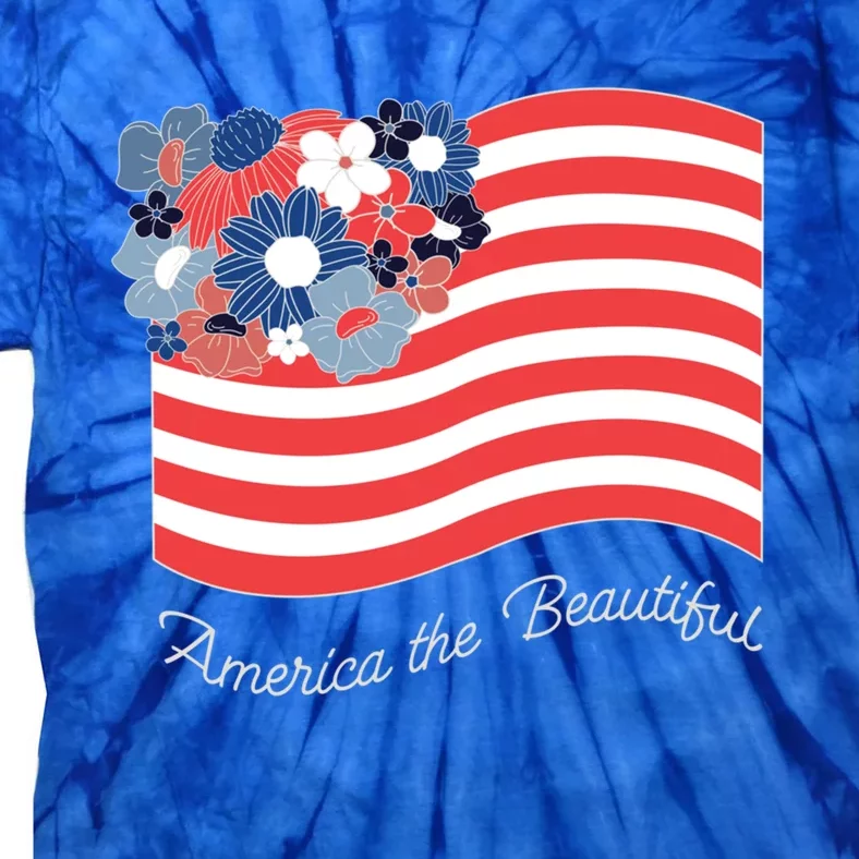 Americana America The Beautiful Flowers Gift Tie-Dye T-Shirt