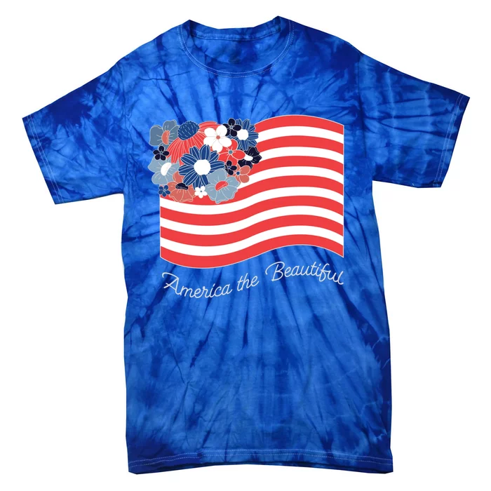 Americana America The Beautiful Flowers Gift Tie-Dye T-Shirt