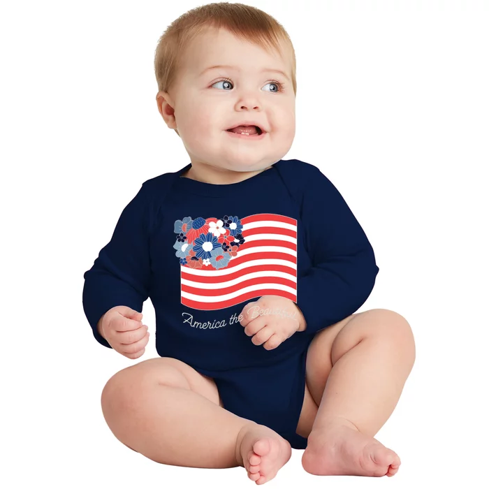 Americana America The Beautiful Flowers Gift Baby Long Sleeve Bodysuit