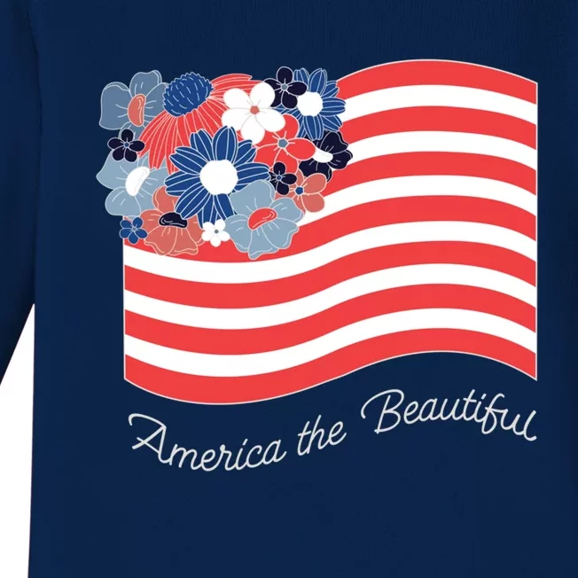 Americana America The Beautiful Flowers Gift Baby Long Sleeve Bodysuit