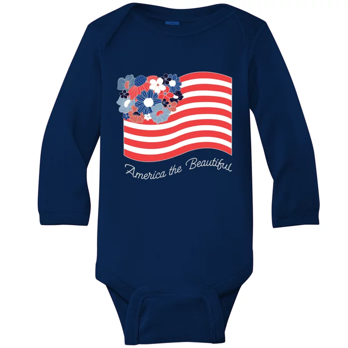 Americana America The Beautiful Flowers Gift Baby Long Sleeve Bodysuit