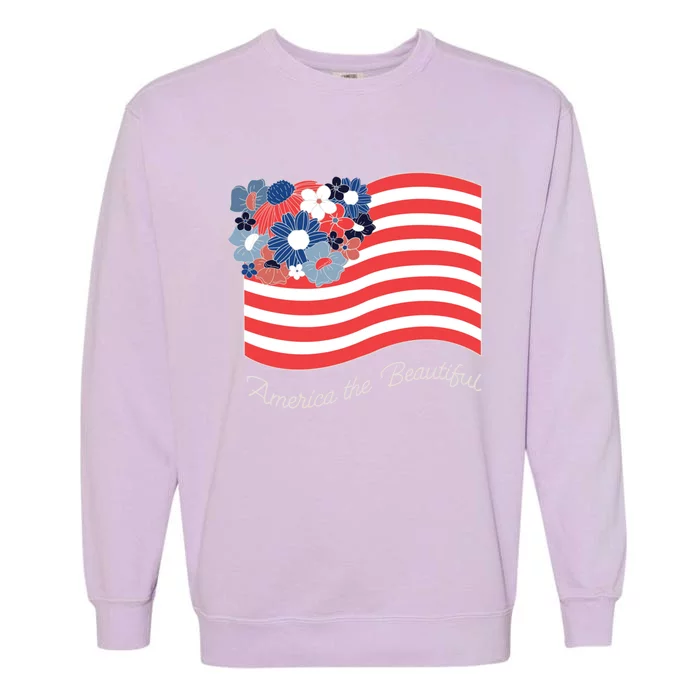 Americana America The Beautiful Flowers Gift Garment-Dyed Sweatshirt