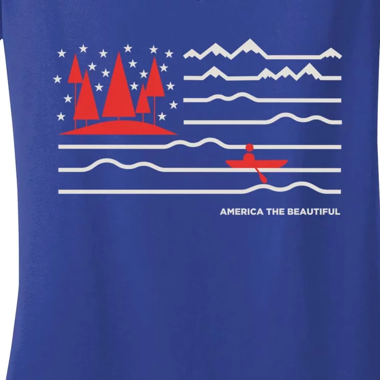 Americana America The Beautiful Sailing Ship Gift Women's V-Neck T-Shirt