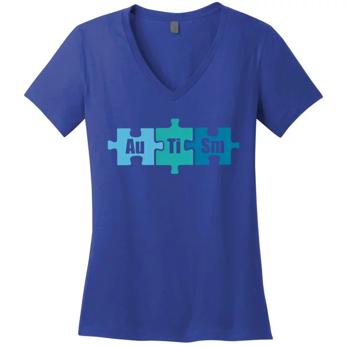 Autism Au Ti Sm Periodic Table Of Elets Science Meme Gift Women's V-Neck T-Shirt