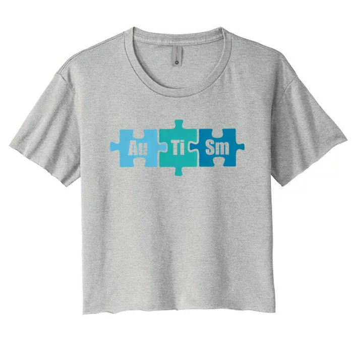 Autism Au Ti Sm Periodic Table Of Elets Science Meme Gift Women's Crop Top Tee