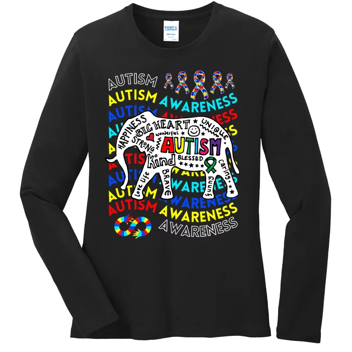 Autism Awareness Teacher Autism Moms And Dads Elephant Ladies Long Sleeve Shirt