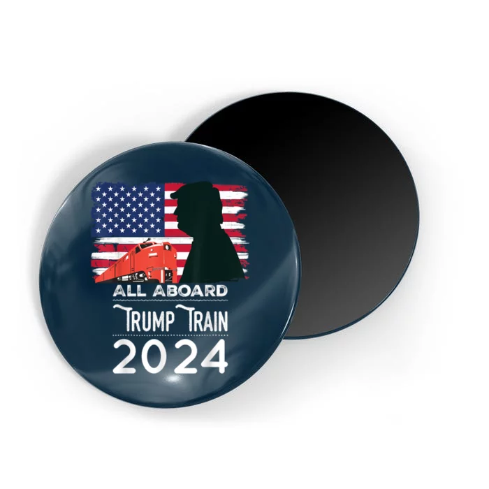 All Aboard Trump Train 2024 Vintage American Flag Magnet