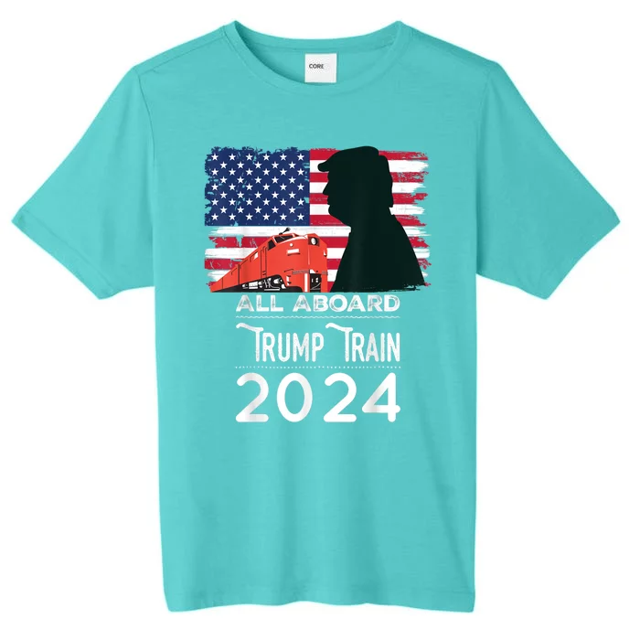 All Aboard Trump Train 2024 Vintage American Flag ChromaSoft Performance T-Shirt