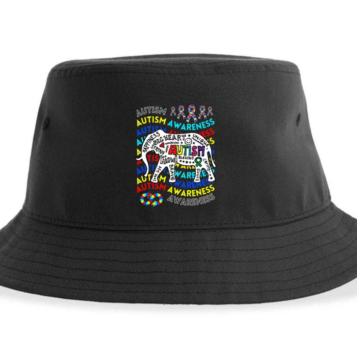 Autism Awareness Teacher Autism Moms And Dads Elephant Sustainable Bucket Hat