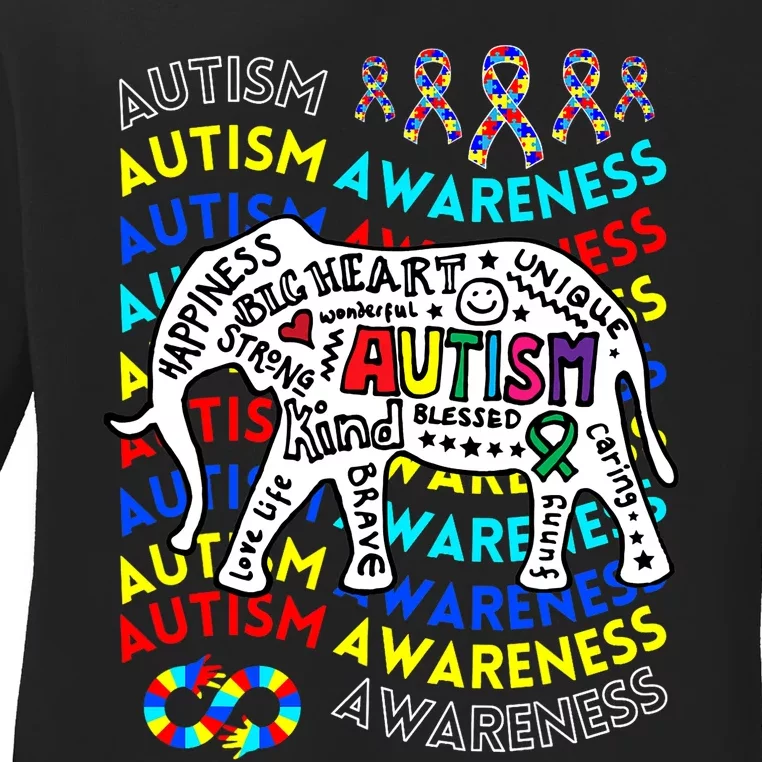 Autism Awareness Teacher Autism Moms And Dads Elephant Ladies Long Sleeve Shirt