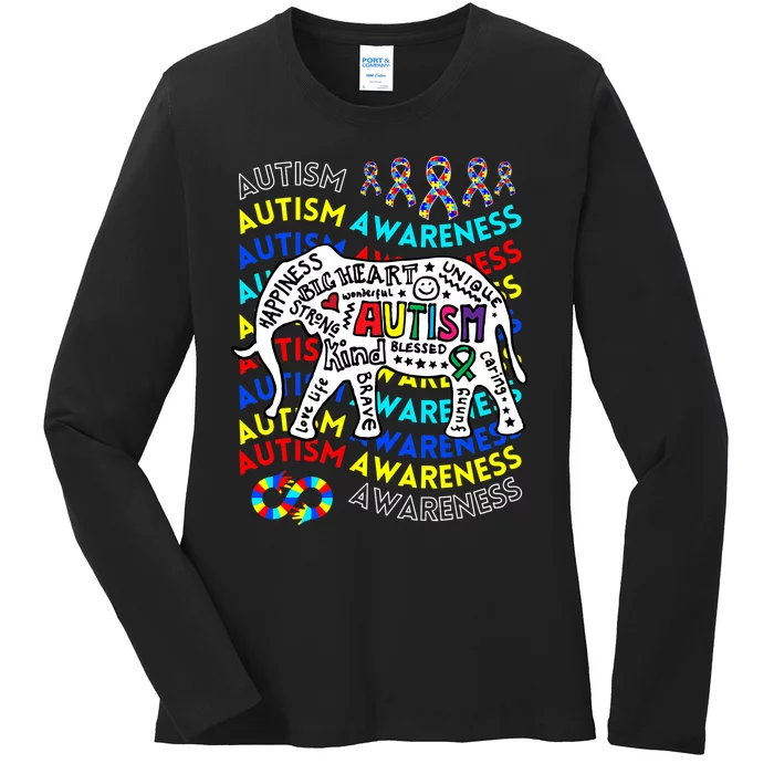 Autism Awareness Teacher Autism Moms And Dads Elephant Ladies Long Sleeve Shirt