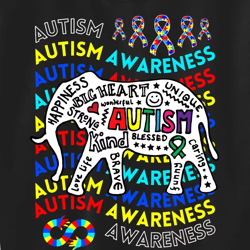 Autism Awareness Teacher Autism Moms And Dads Elephant Kids Sweatshirt