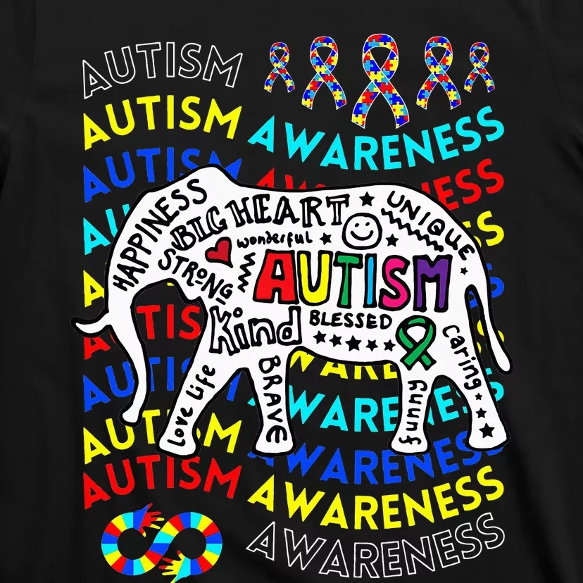 Autism Awareness Teacher Autism Moms and Dads Elephant T-Shirt