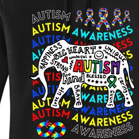 Autism Awareness Teacher Autism Moms and Dads Elephant Women's Pullover Hoodie