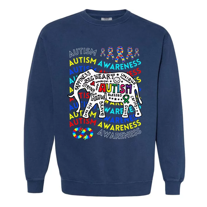 Autism Awareness Teacher Autism Moms and Dads Elephant Garment-Dyed Sweatshirt