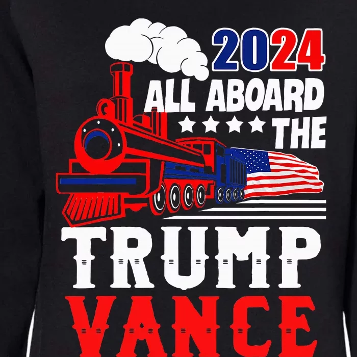 All Aboard The Trump Train 2024 Usa Flag Trump Vance 2024 Womens California Wash Sweatshirt