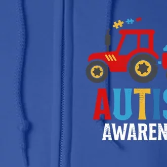 Autistic Autism Train Tractor Great Gift Full Zip Hoodie