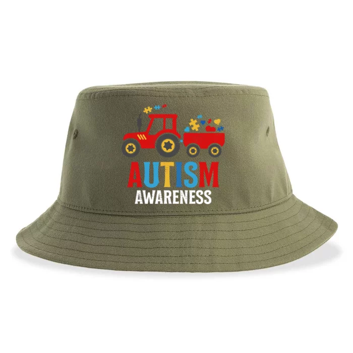 Autistic Autism Train Tractor Great Gift Sustainable Bucket Hat