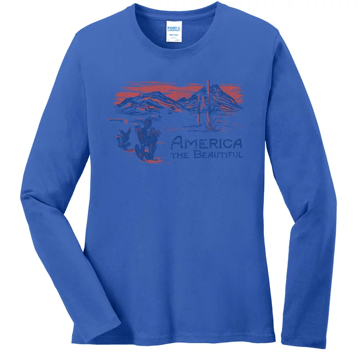 Americana America The Beautiful Landscape Cute Gift Ladies Long Sleeve Shirt