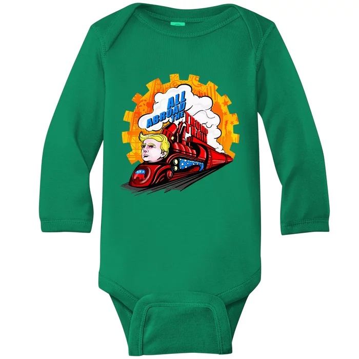 All Abroad The Trump Train 2024 Future Is Bright Baby Long Sleeve Bodysuit