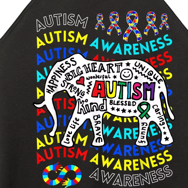 Autism Awareness Teacher Autism Moms and Dads Elephant Women’s Perfect Tri Rocker Tank