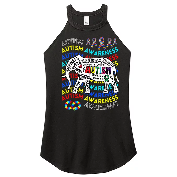 Autism Awareness Teacher Autism Moms and Dads Elephant Women’s Perfect Tri Rocker Tank