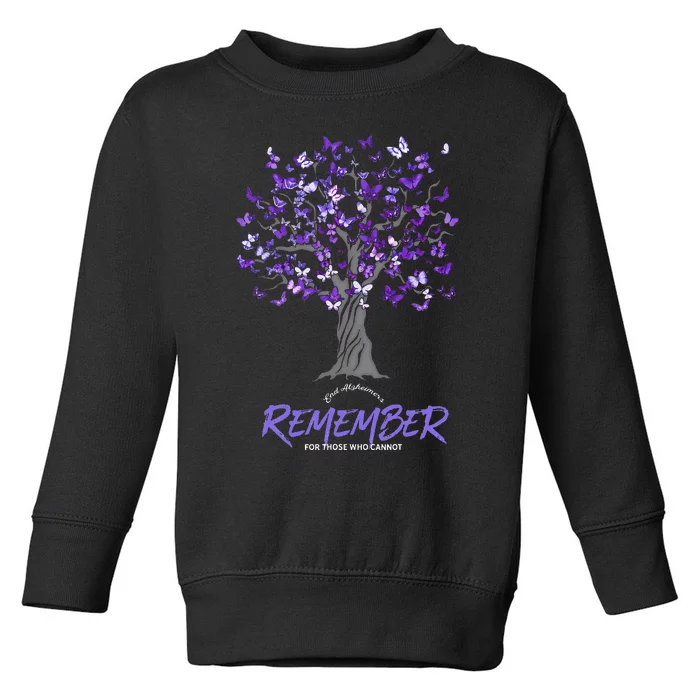 Alzheimer Awareness Tee For Men And Women Purple Butterfly Toddler Sweatshirt