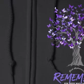 Alzheimer Awareness Tee For Men And Women Purple Butterfly Full Zip Hoodie