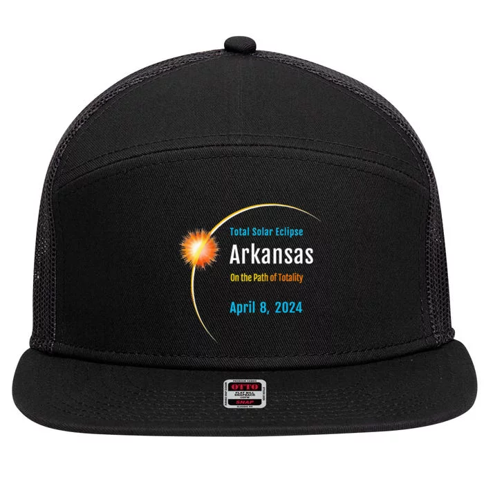 Arkansas AR Total Solar Eclipse 2024 7 Panel Mesh Trucker Snapback Hat