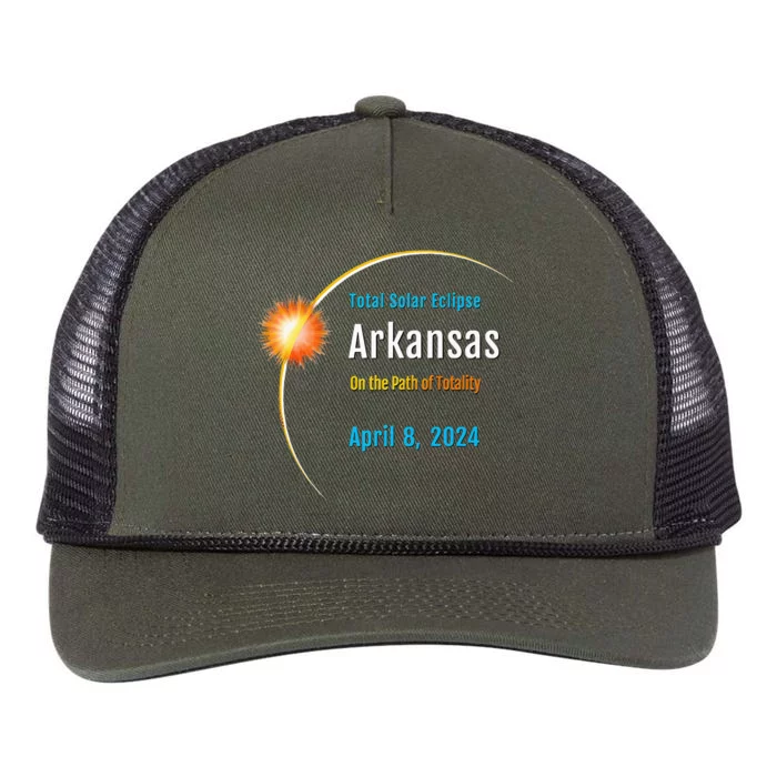 Arkansas AR Total Solar Eclipse 2024 Retro Rope Trucker Hat Cap