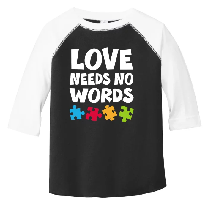 Autism Awareness Teacher Shirt Love Needs No Word Special Ed Toddler Fine Jersey T-Shirt