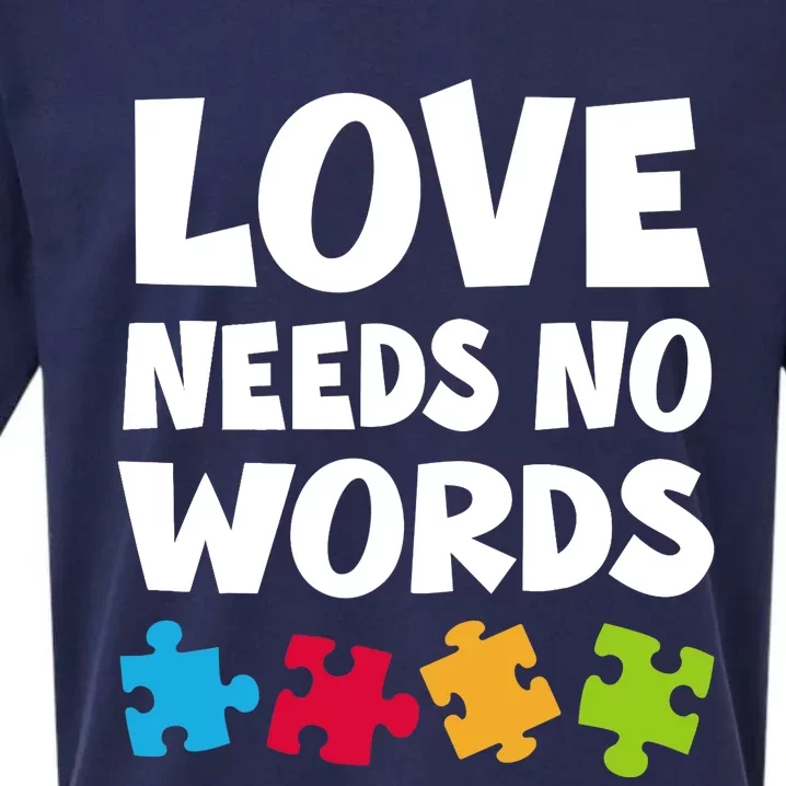 Autism Awareness Teacher Shirt Love Needs No Word Special Ed Sueded Cloud Jersey T-Shirt