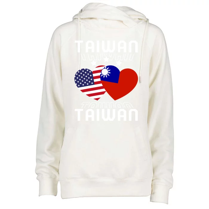 America And Taiwan Taiwanese American Flag Dual Nationality Cool Gift Womens Funnel Neck Pullover Hood