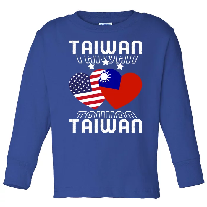 America And Taiwan Taiwanese American Flag Dual Nationality Cool Gift Toddler Long Sleeve Shirt