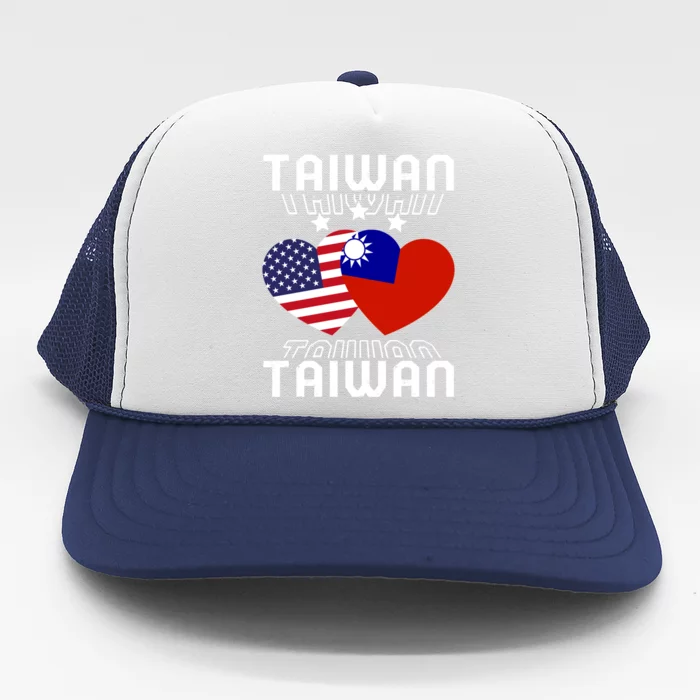 America And Taiwan Taiwanese American Flag Dual Nationality Cool Gift Trucker Hat