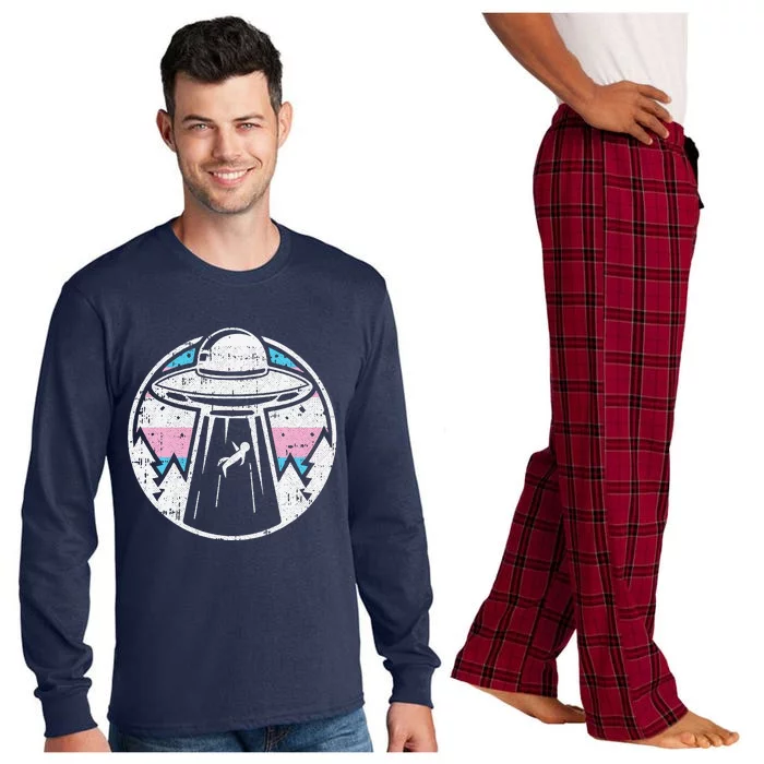 Alien Abduction Transg Pride Lgbtq Gaylien Transg Ufo Long Sleeve Pajama Set