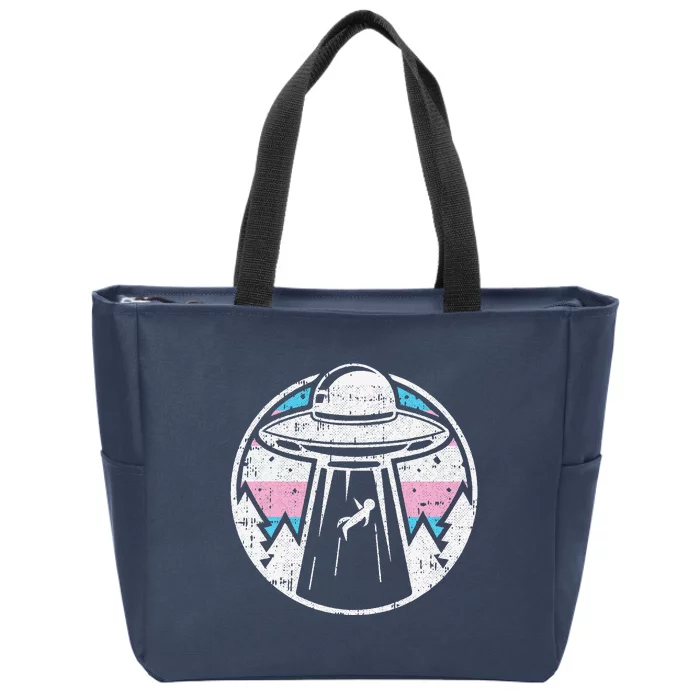 Alien Abduction Transg Pride Lgbtq Gaylien Transg Ufo Zip Tote Bag