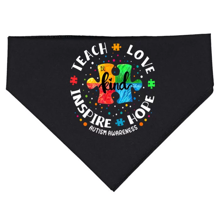 Autism Awareness Teacher Teach Hope Love Inspire USA-Made Doggie Bandana