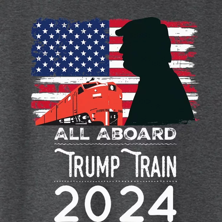 All Aboard Trump Train 2024 American Flag Women's Crop Top Tee