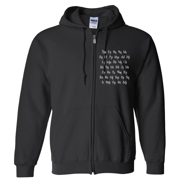 Armenian Alphabet Unique Script Writing Armenia Pride Full Zip Hoodie