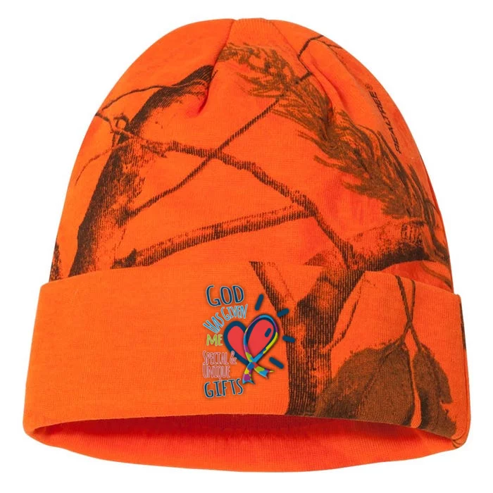 Autism Awareness Unique Funny Gift Heart And Ribbon Design Gift Kati - 12in Camo Beanie