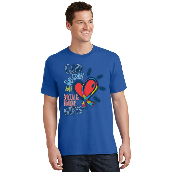 Autism Awareness Unique Funny Gift Heart And Ribbon Design Gift T-Shirt