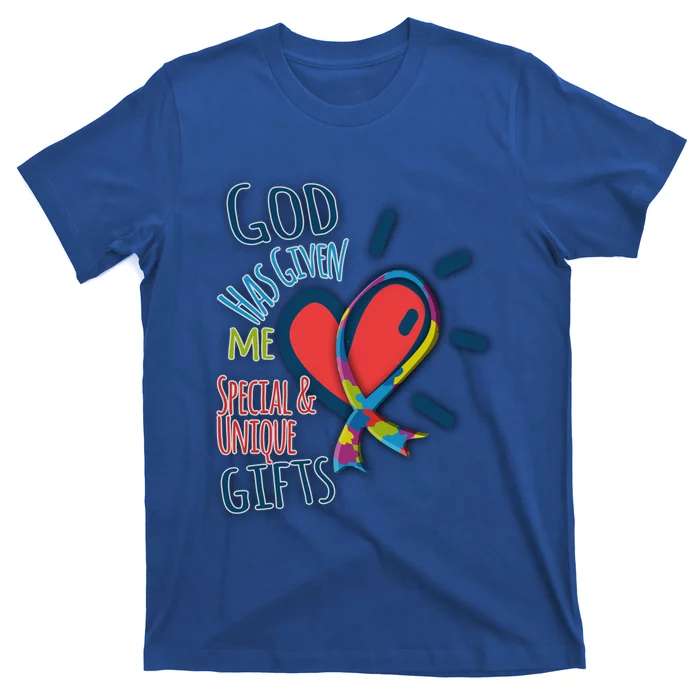 Autism Awareness Unique Funny Gift Heart And Ribbon Design Gift T-Shirt