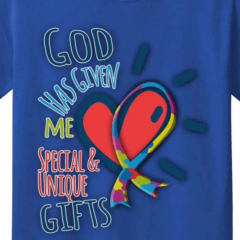 Autism Awareness Unique Funny Gift Heart And Ribbon Design Gift Kids T-Shirt