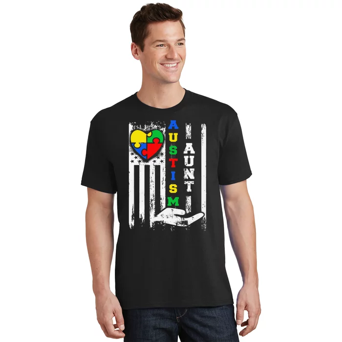 Autism Aunt US Flag T-Shirt