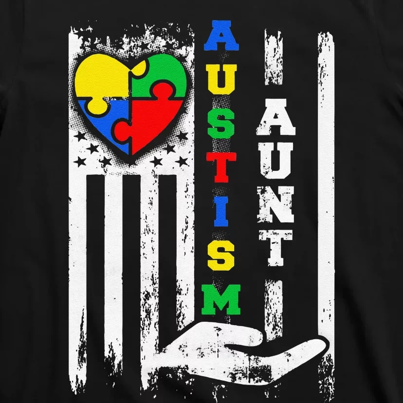 Autism Aunt US Flag T-Shirt