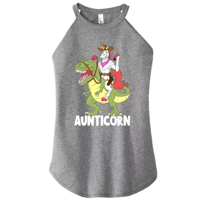 Aunticorn Aunt Unicorn Riding Trex Dinosaur Cow Sheriff Gift Women’s Perfect Tri Rocker Tank