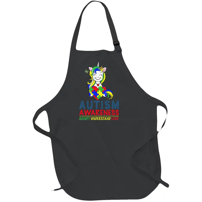 Autism Awareness Unicorn Cute Puzzles Gifts Full-Length Apron With Pocket