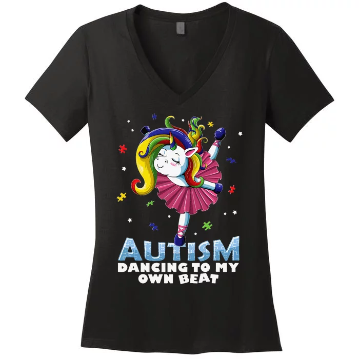 Autism Awareness Unicorn Cute Puzzles Women's V-Neck T-Shirt