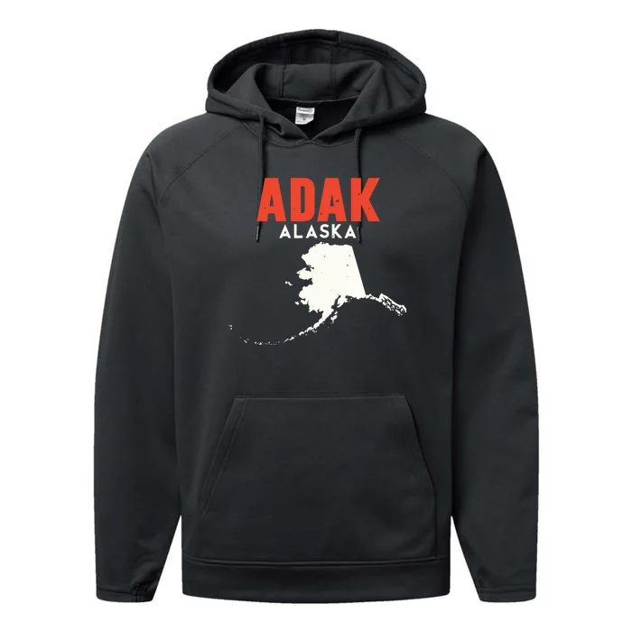 Adak Alaska Usa State America Travel Alaskan Performance Fleece Hoodie